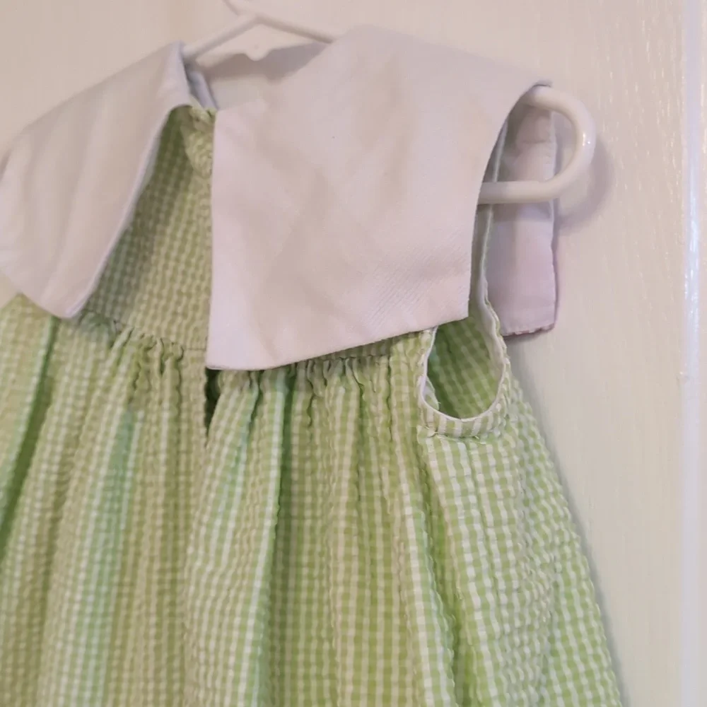 Samara Seersucker Toddler Dress. Flower Butterfly Applique. Size 24 Months